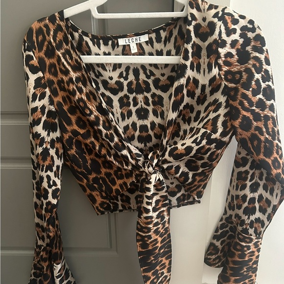 Cheetah Tie Crop-Top - Picture 1 of 1